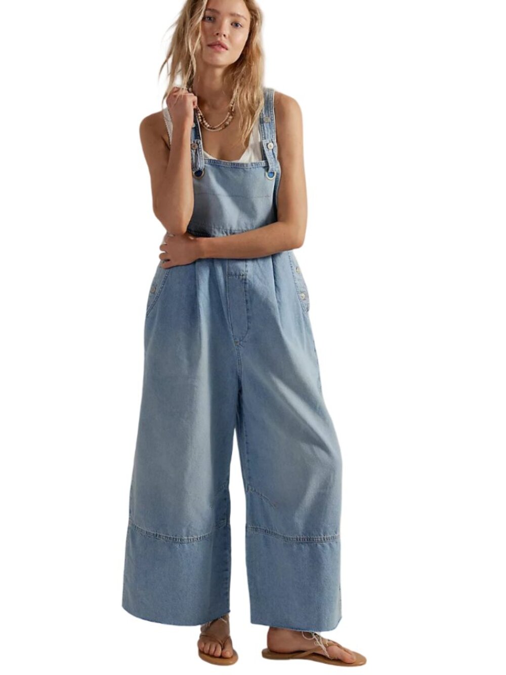 Free People We The Free Rambler Overalls in Ghost Ranch